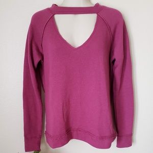 Raw-Cut Keyhole Cutout Sweatshirt